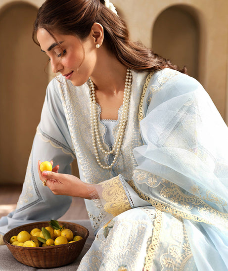 Maryam Hussain Luxury Lawn'25 (Ocean)