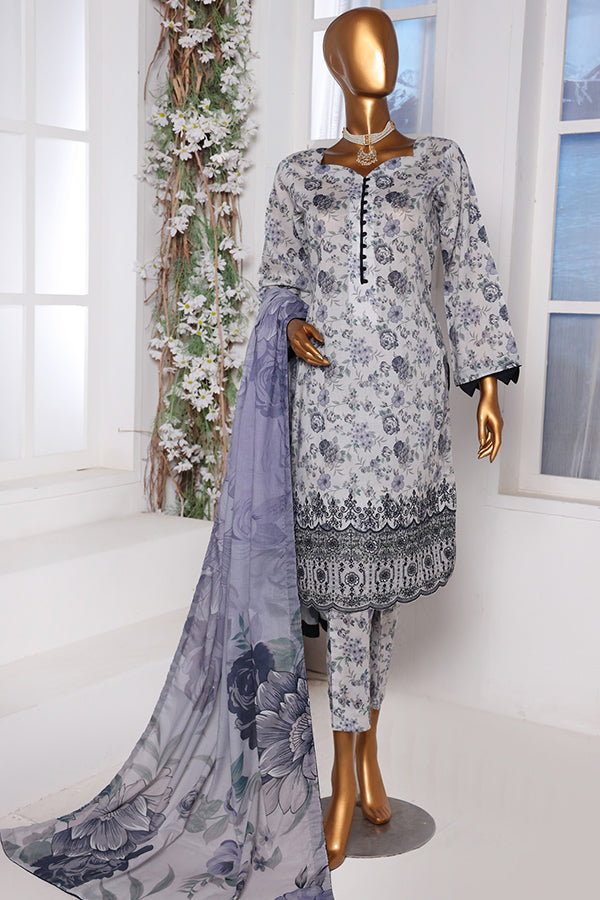 Mi Creation Daman Kari Lawn'25 (Ash Grey)