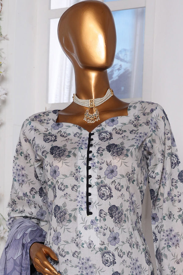 Mi Creation Daman Kari Lawn'25 (Ash Grey)