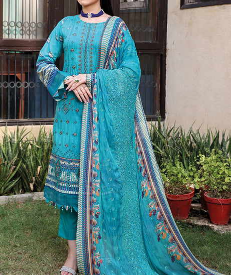 Mi Creation Dhagakari Lawn'24 (D Sea Green)
