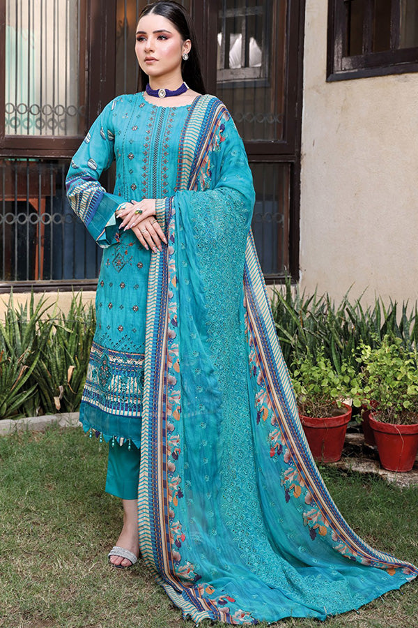 Mi Creation Dhagakari Lawn'24 (D Sea Green)