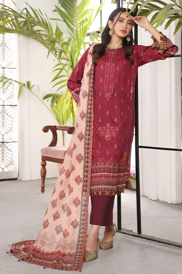 Mi Creation Pehnawni Lawn'24 (Maroon)