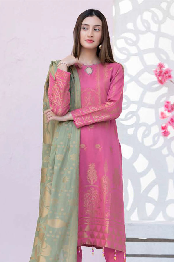 Maah Roz Jacquard Lawn'23 V#15 (Pink)