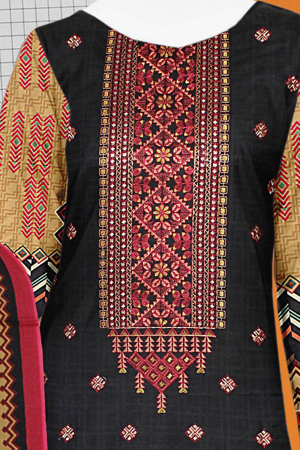 Mahjabeen Dp Emb Lawn`23 Vol#255 D#8301 (Black)