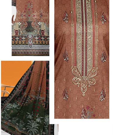 Mahjabeen Dp Emb Lawn`23 Vol#255 D#8301 (D Brown)