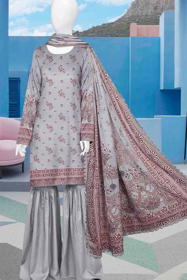 Mahjabeen Digital Lawn`23 Vol-254 CA#8282 S-Grey