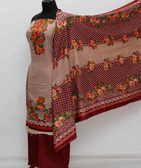 Maira Print Linen`20 D#7351 Maroon