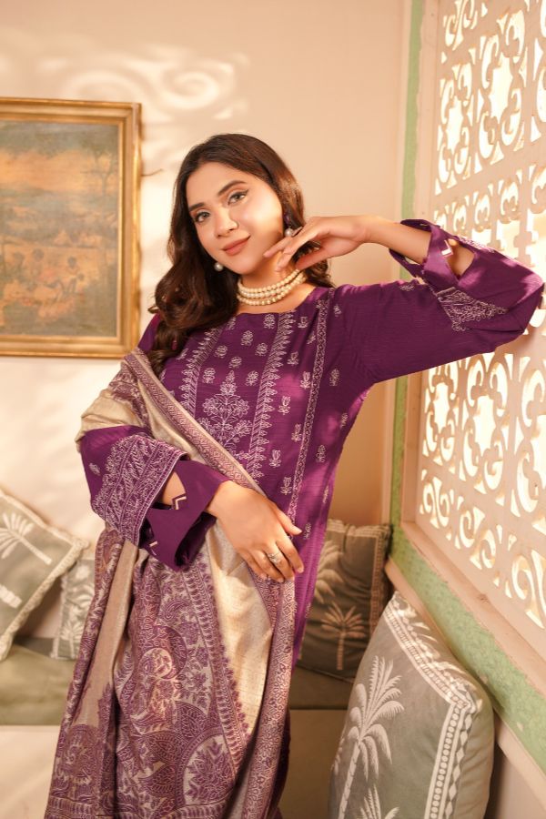 Manizay Bana Dora E/Pashmina Shawl`25 D#4