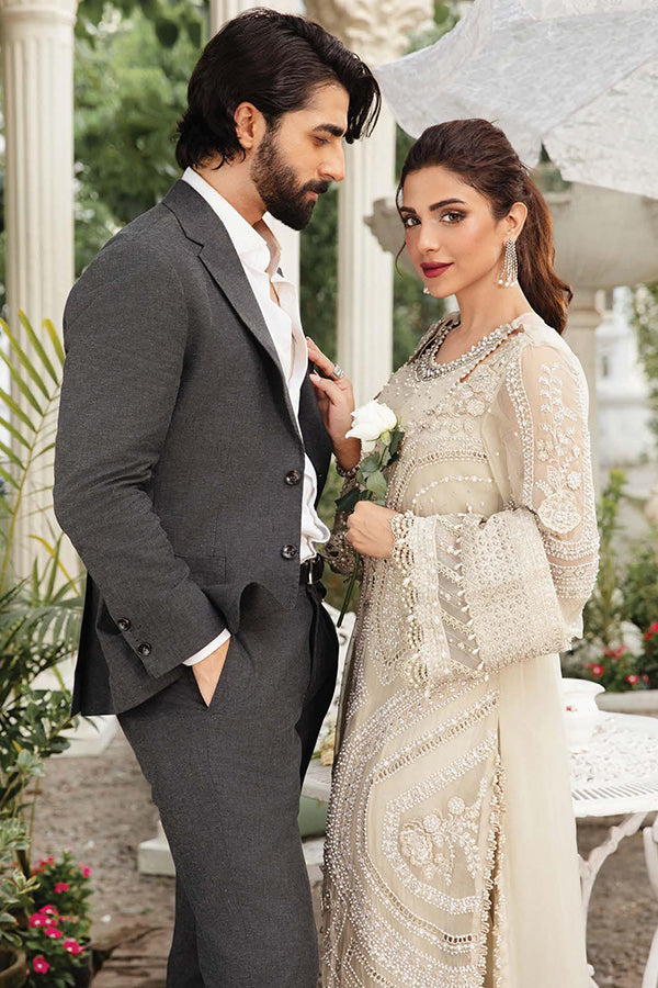 sachin and babi light blue dress Maria B Green Lawn Chiffon Suit 2026 – Embroidered 3PC Dress with Read –  Emarlad Wear main image 1