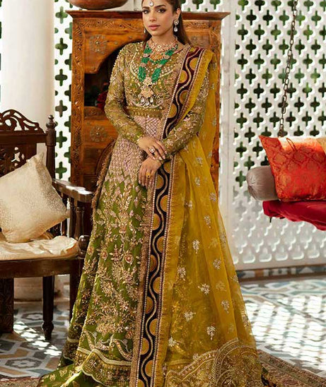 Maryam Hussain Gulaab Wedding Chiffon'22 D#1 (Mehndi)