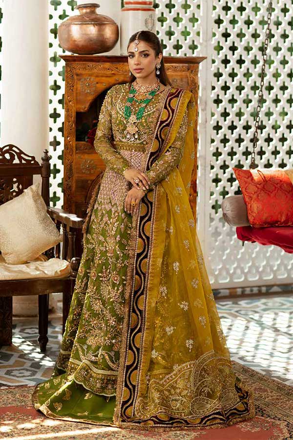 Maryam Hussain Gulaab Wedding Chiffon'22 D#1 (Mehndi)