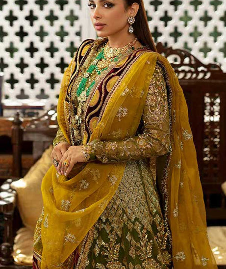 Maryam Hussain Gulaab Wedding Chiffon'22 D#1 (Mehndi)