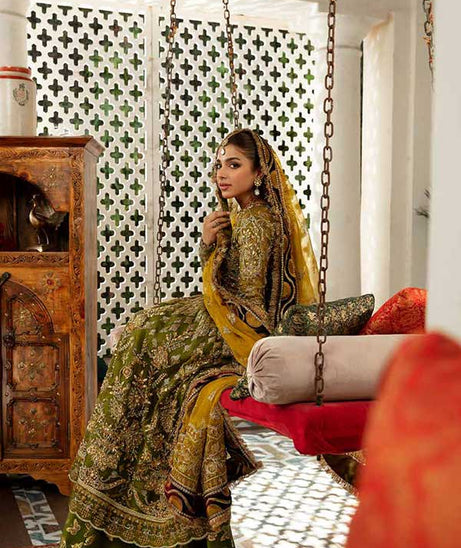 Maryam Hussain Gulaab Wedding Chiffon'22 D#1 (Mehndi)