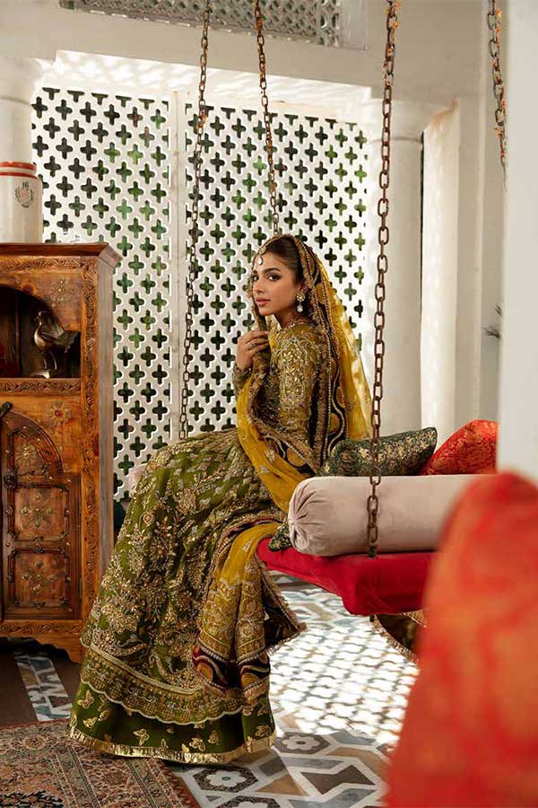 Maryam Hussain Gulaab Wedding Chiffon'22 D#1 (Mehndi)