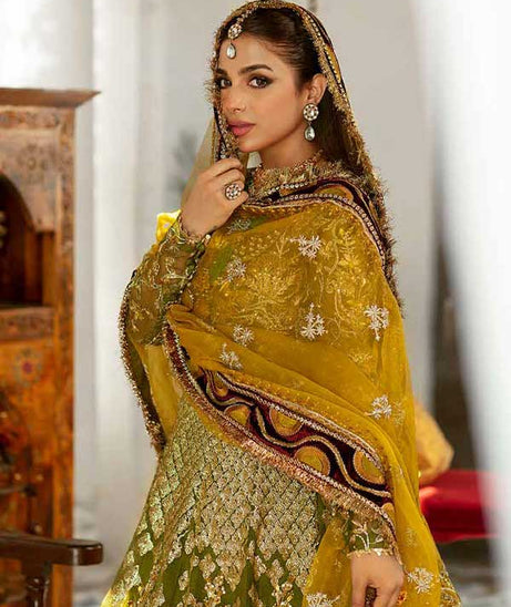 Maryam Hussain Gulaab Wedding Chiffon'22 D#1 (Mehndi)