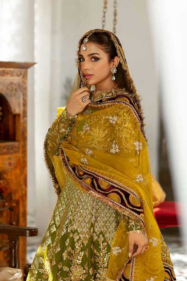 Maryam Hussain Gulaab Wedding Chiffon'22 D#1 (Mehndi)