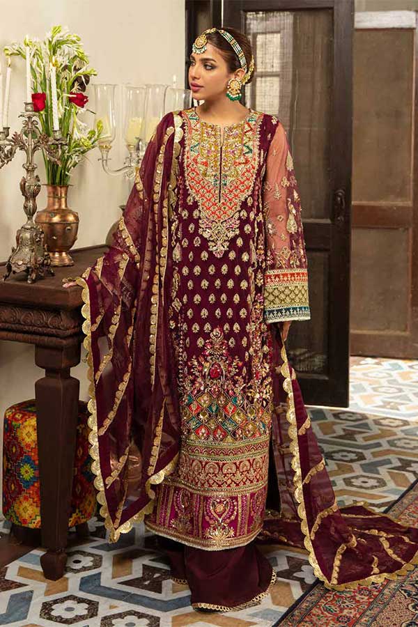 Maryam Hussain Gulaab Wedding Chiffon'22 D#7 (ZEENIA)