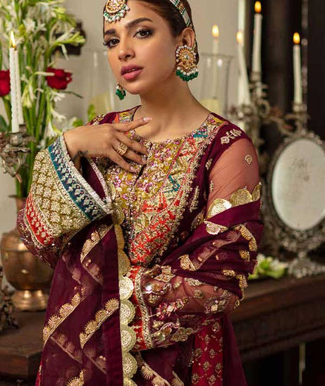Maryam Hussain Gulaab Wedding Chiffon'22 D#7 (ZEENIA)