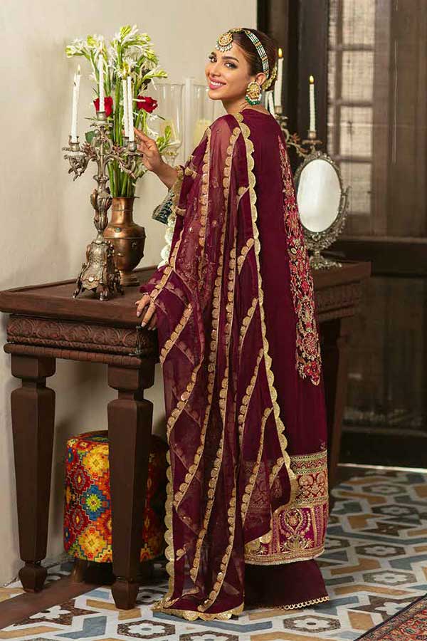 Maryam Hussain Gulaab Wedding Chiffon'22 D#7 (ZEENIA)