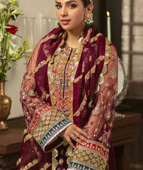 Maryam Hussain Gulaab Wedding Chiffon'22 D#7 (ZEENIA)