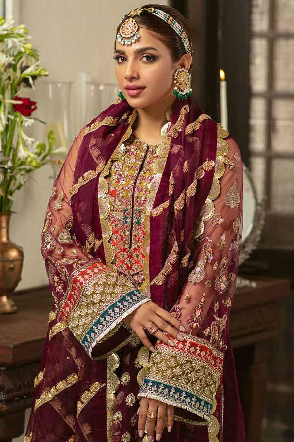 Maryam Hussain Gulaab Wedding Chiffon'22 D#7 (ZEENIA)