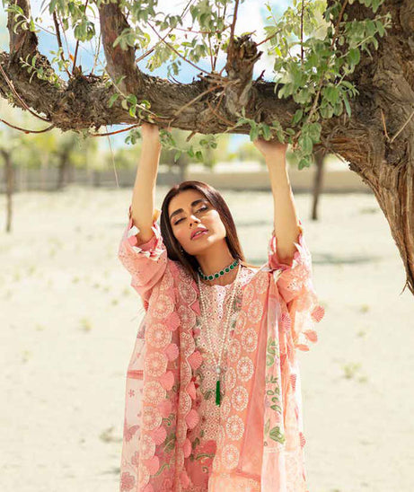 Maryam Hussain Luxury Lawn`23 Vol-2 D#03 (PEACHES)