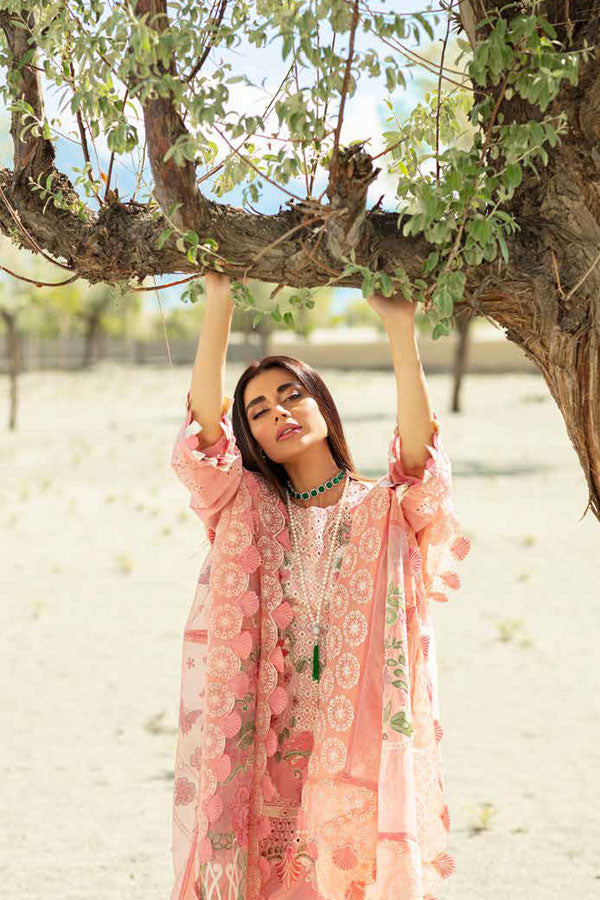 Maryam Hussain Luxury Lawn`23 Vol-2 D#03 (PEACHES)