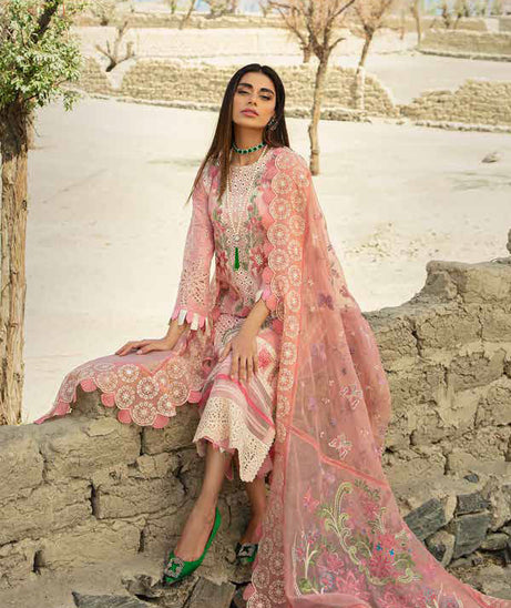 Maryam Hussain Luxury Lawn`23 Vol-2 D#03 (PEACHES)