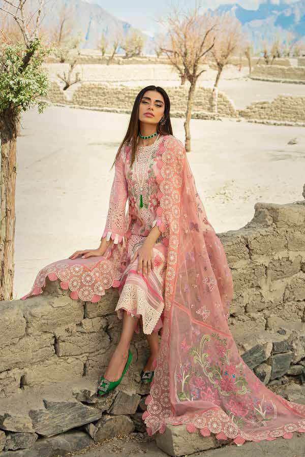 Maryam Hussain Luxury Lawn`23 Vol-2 D#03 (PEACHES)