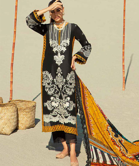 Maryam Hussain Luxury Lawn`23 Vol-2 D#04 (MUSTARD AFFAIR)