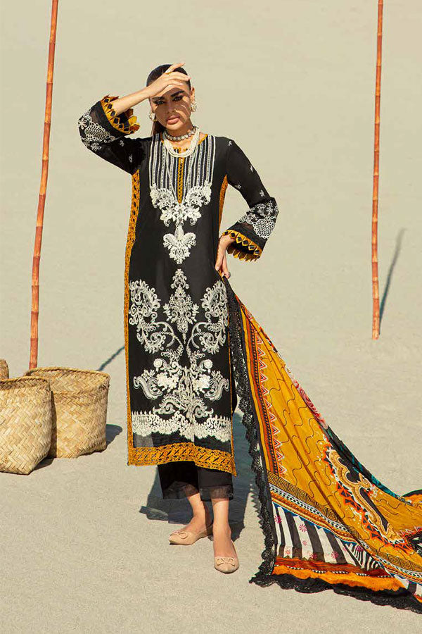 Maryam Hussain Luxury Lawn`23 Vol-2 D#04 (MUSTARD AFFAIR)