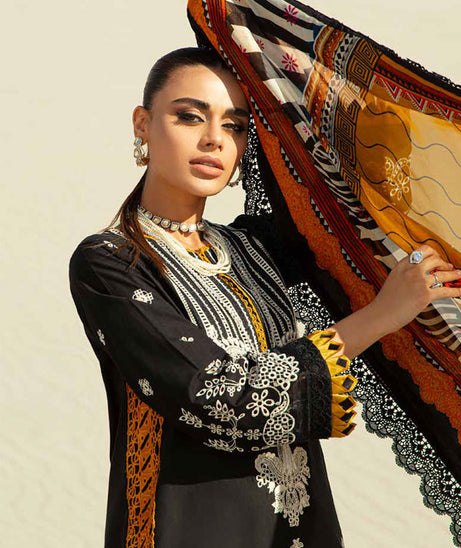 Maryam Hussain Luxury Lawn`23 Vol-2 D#04 (MUSTARD AFFAIR)