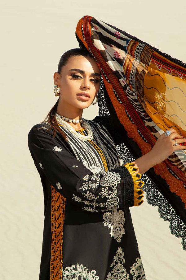 Maryam Hussain Luxury Lawn`23 Vol-2 D#04 (MUSTARD AFFAIR)