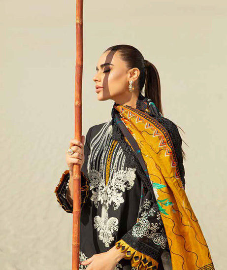 Maryam Hussain Luxury Lawn`23 Vol-2 D#04 (MUSTARD AFFAIR)