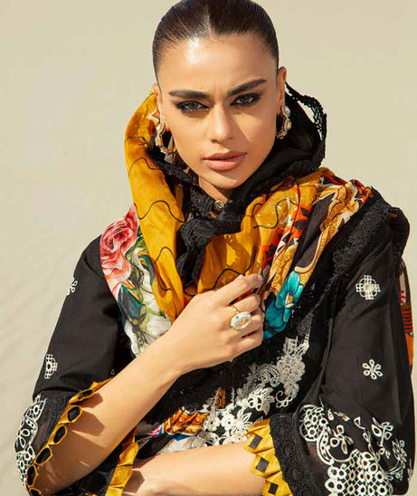 Maryam Hussain Luxury Lawn`23 Vol-2 D#04 (MUSTARD AFFAIR)