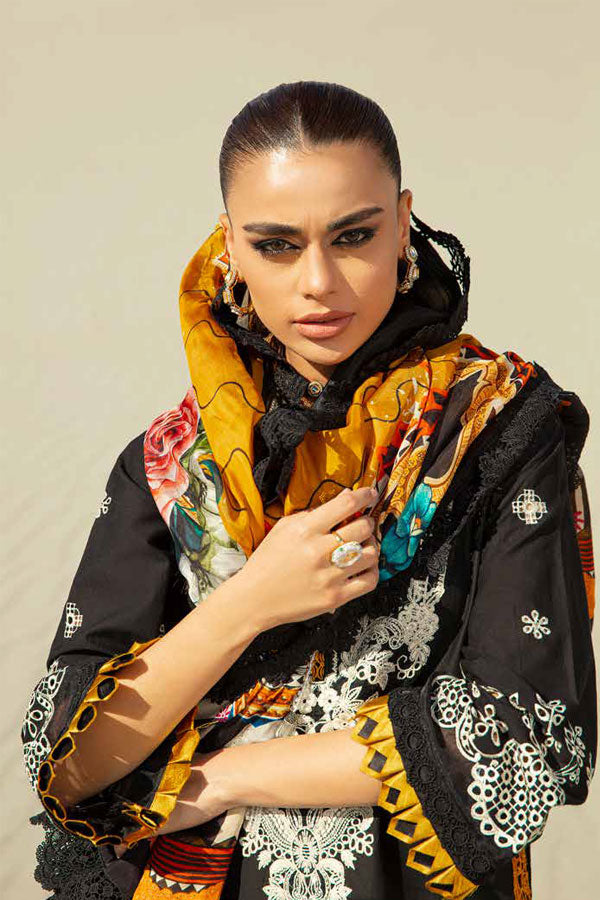 Maryam Hussain Luxury Lawn`23 Vol-2 D#04 (MUSTARD AFFAIR)
