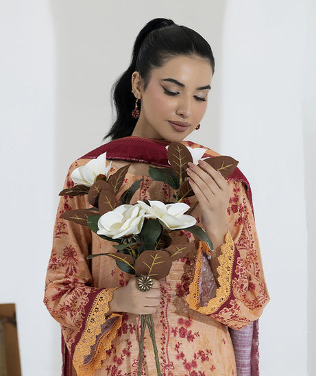 Maya Slub Luxe Khaddar`25 D#1 (Peach)