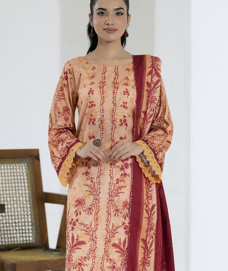 Maya Slub Luxe Khaddar`25 D#1 (Peach)