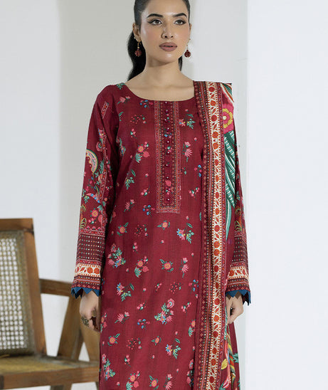 Maya Slub Luxe Khaddar`25 D#1 (Maroon)