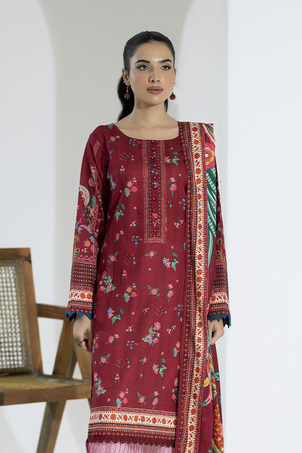 Maya Slub Luxe Khaddar`25 D#1 (Maroon)