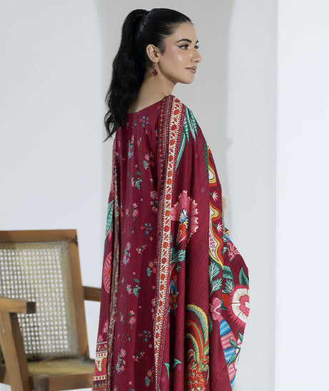 Maya Slub Luxe Khaddar`25 D#1 (Maroon)