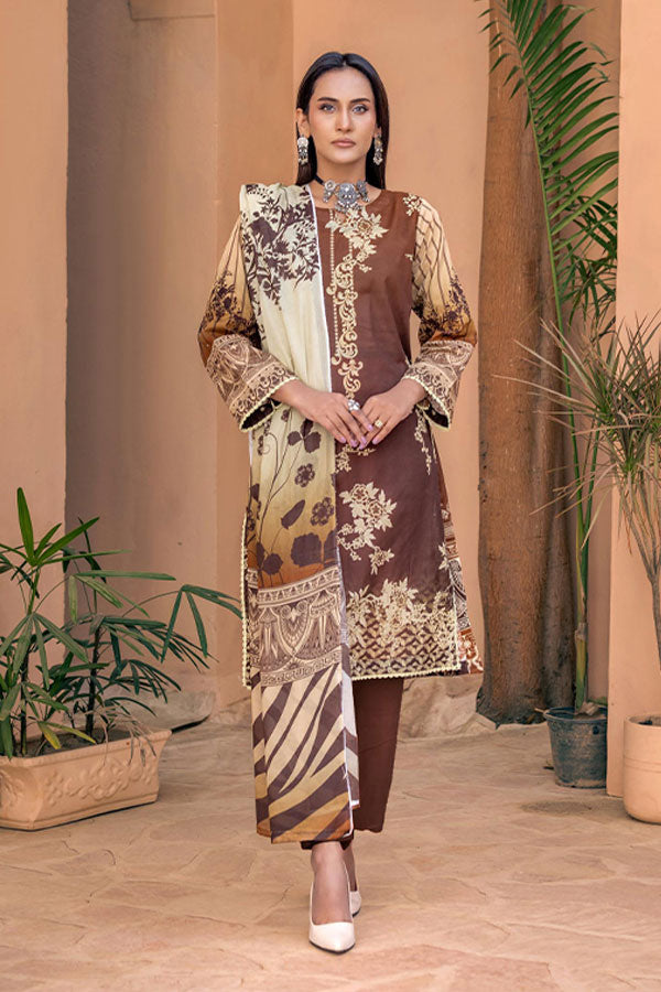 Meeral Bahaar Premium Lawn`26 D#1 (Brown)