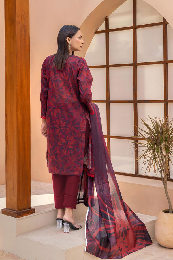 Meeral Bahaar Premium Lawn`26 D#1 (Maroon)