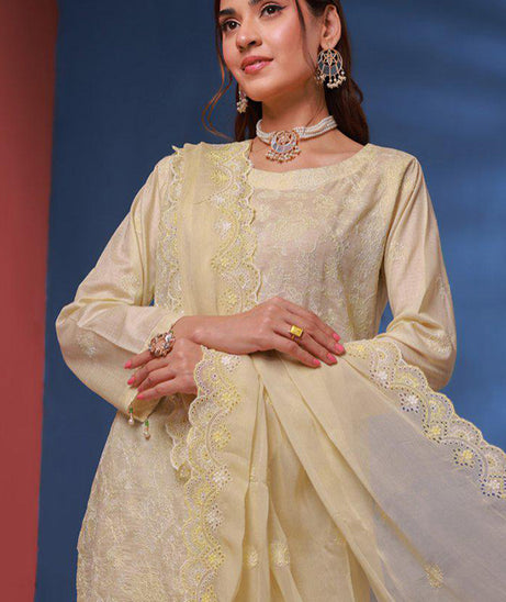 Mi Creation Bareeze Emb Lawn`24 (Golden)