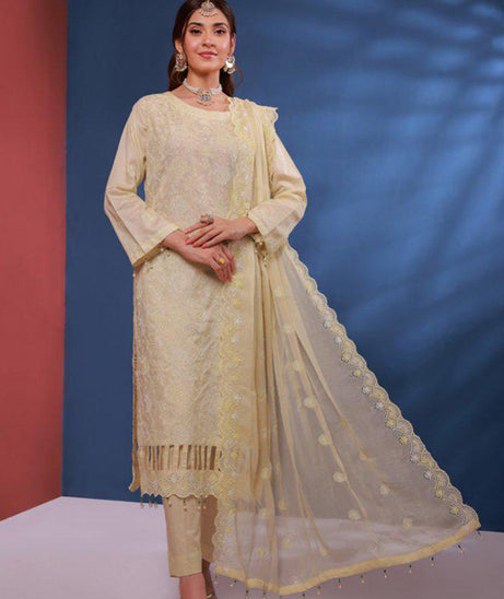Mi Creation Bareeze Emb Lawn`24 (Golden)