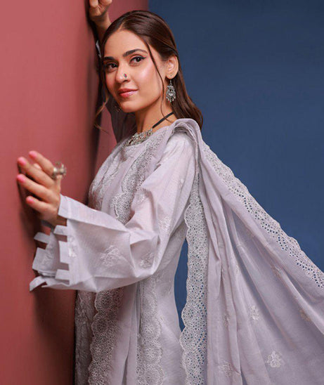 Mi Creation Bareeze Emb Lawn`24 (Grey)