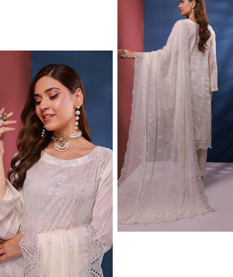 Mi Creation Bareeze Emb Lawn`24 (Off White)