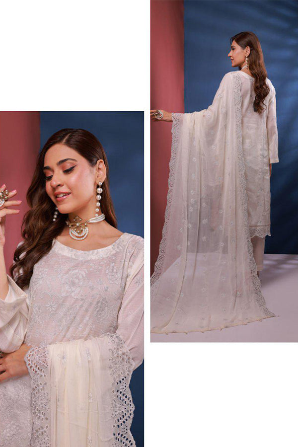 Mi Creation Bareeze Emb Lawn`24 (Off White)