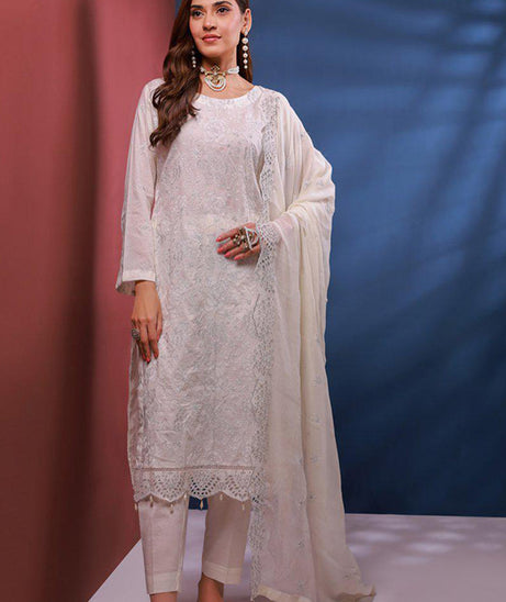 Mi Creation Bareeze Emb Lawn`24 (Off White)