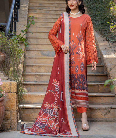 Mi Creation Chittyan Kalaiyaan Lawn`24 (D Orange)